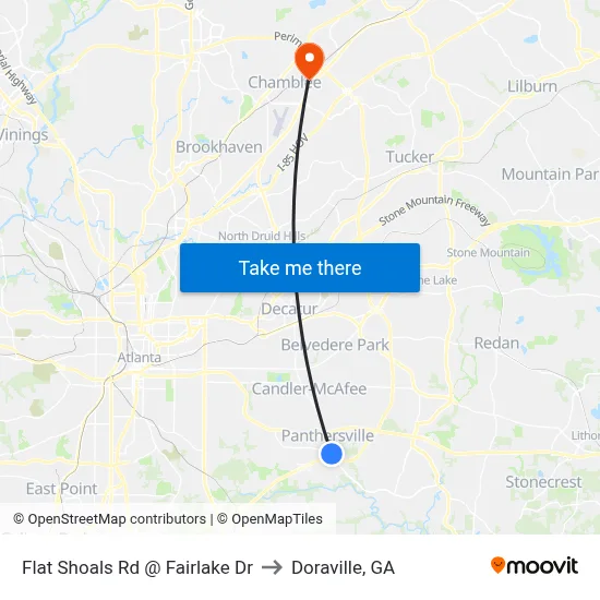 Flat Shoals Rd @ Fairlake Dr to Doraville, GA map