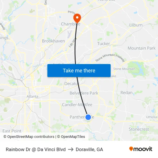 Rainbow Dr @ Da Vinci Blvd to Doraville, GA map
