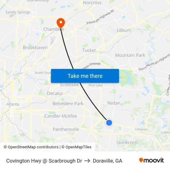 Covington Hwy @ Scarbrough Dr to Doraville, GA map