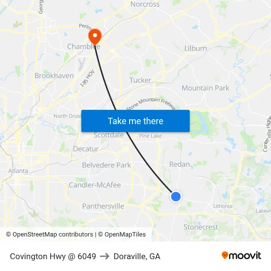 Covington Hwy @ 6049 to Doraville, GA map