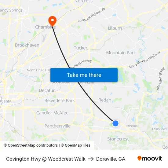 Covington Hwy @ Woodcrest Walk to Doraville, GA map