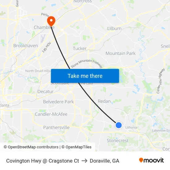 Covington Hwy @ Cragstone Ct to Doraville, GA map