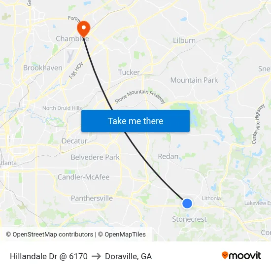Hillandale Dr @ 6170 to Doraville, GA map