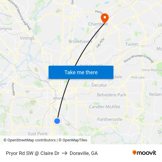 Pryor Rd SW @ Claire Dr to Doraville, GA map