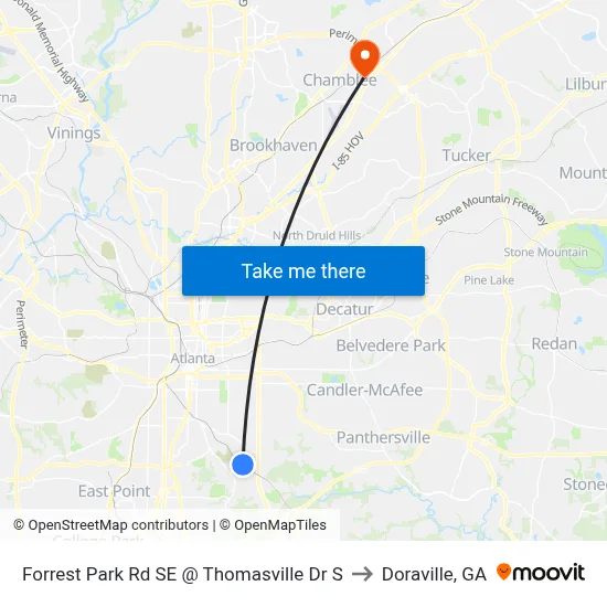 Forrest Park Rd SE @ Thomasville Dr S to Doraville, GA map