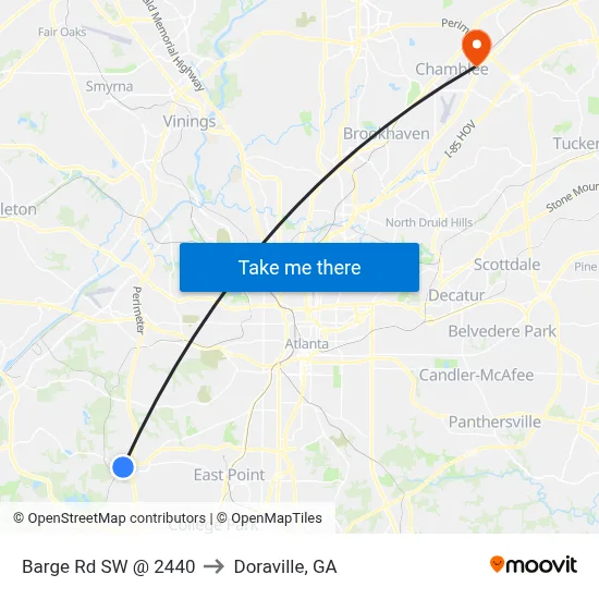 Barge Rd SW @ 2440 to Doraville, GA map