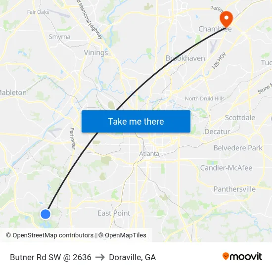 Butner Rd SW @ 2636 to Doraville, GA map