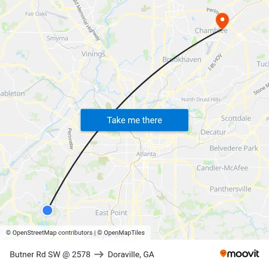 Butner Rd SW @ 2578 to Doraville, GA map