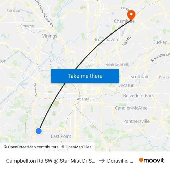 Campbellton Rd SW @ Star Mist Dr SW to Doraville, GA map