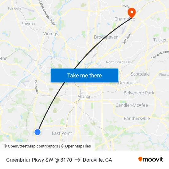 Greenbriar Pkwy SW @ 3170 to Doraville, GA map