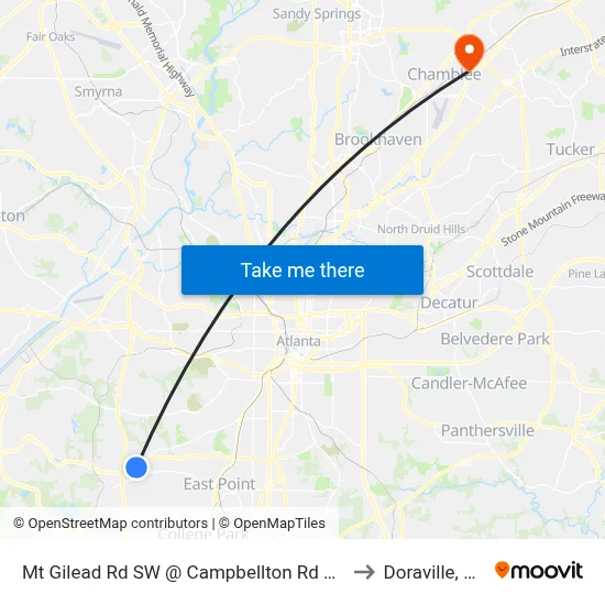 Mt Gilead Rd SW @ Campbellton Rd SW to Doraville, GA map