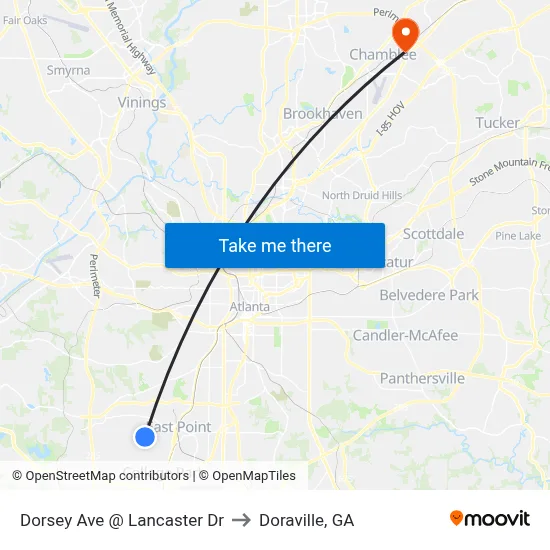 Dorsey Ave @ Lancaster Dr to Doraville, GA map