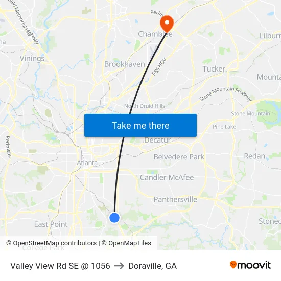 Valley View Rd SE @ 1056 to Doraville, GA map
