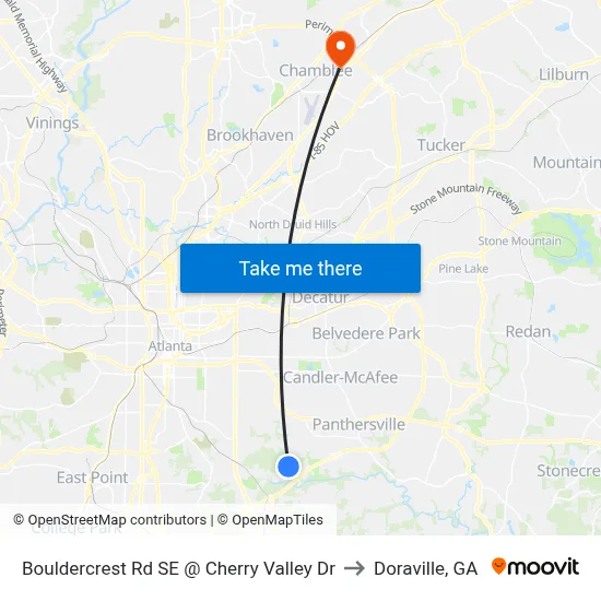 Bouldercrest Rd SE @ Cherry Valley Dr to Doraville, GA map