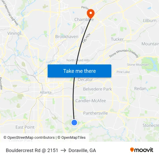 Bouldercrest Rd @ 2151 to Doraville, GA map