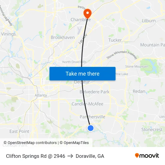 Clifton Springs Rd @ 2946 to Doraville, GA map
