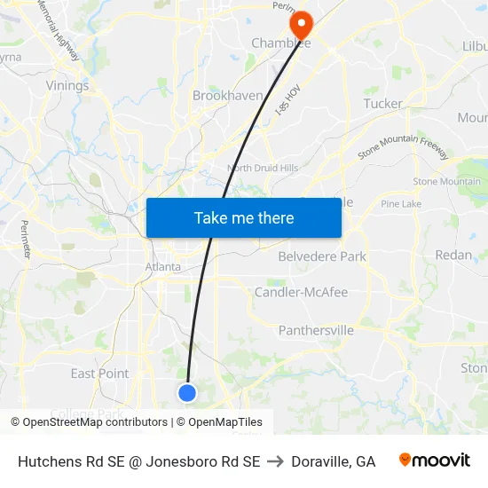 Hutchens Rd SE @ Jonesboro Rd SE to Doraville, GA map