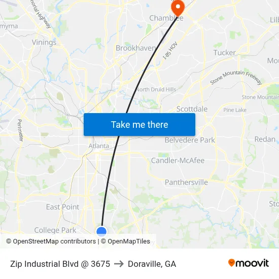 Zip Industrial Blvd @ 3675 to Doraville, GA map