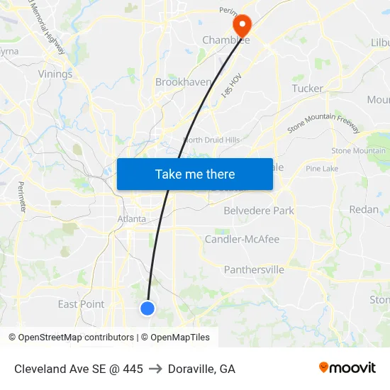 Cleveland Ave SE @ 445 to Doraville, GA map