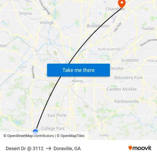 Desert Dr @ 3112 to Doraville, GA map