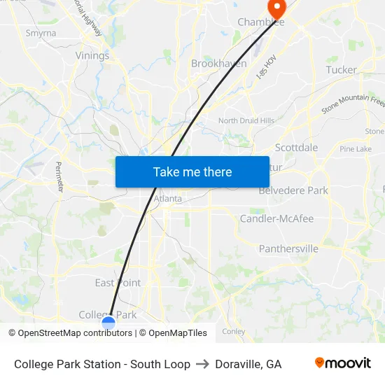 College Park Station - South Loop to Doraville, GA map
