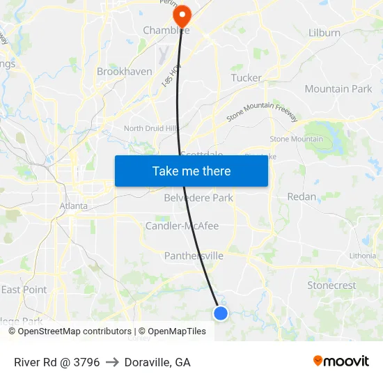 River Rd @ 3796 to Doraville, GA map