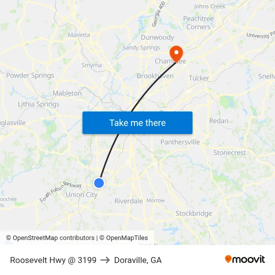 Roosevelt Hwy @ 3199 to Doraville, GA map