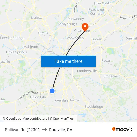 Sullivan Rd @2301 to Doraville, GA map