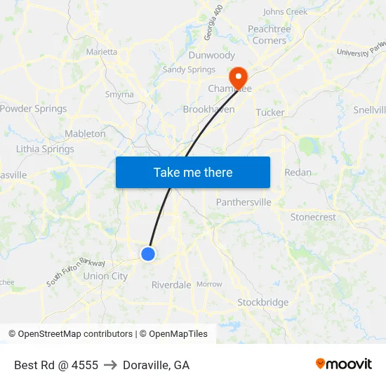 Best Rd @ 4555 to Doraville, GA map