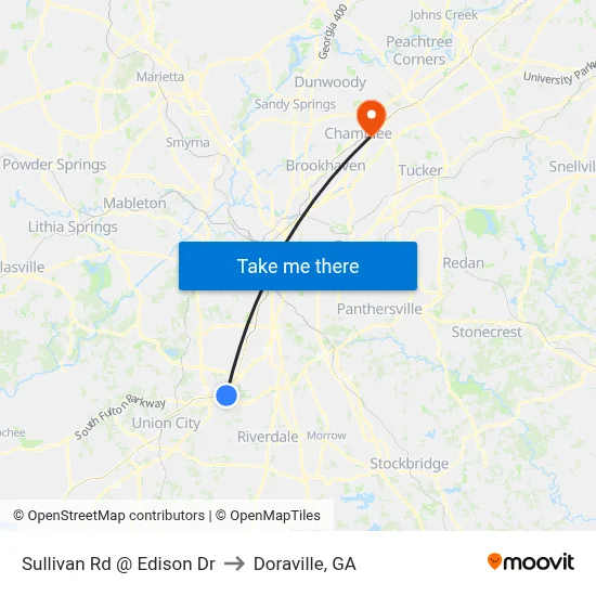 Sullivan Rd @ Edison Dr to Doraville, GA map