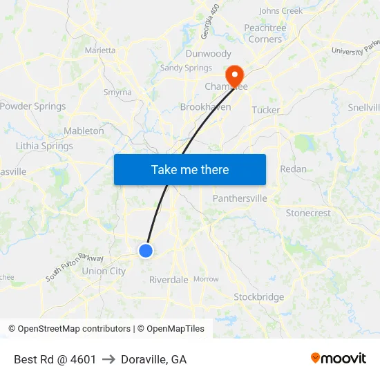 Best Rd @ 4601 to Doraville, GA map