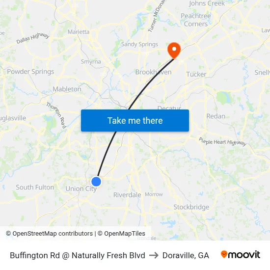 Buffington Rd @ Naturally Fresh Blvd to Doraville, GA map