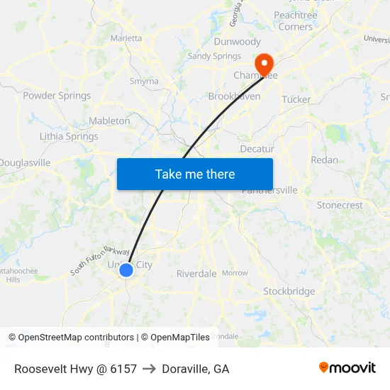 Roosevelt Hwy @ 6157 to Doraville, GA map