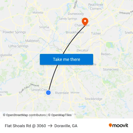 Flat Shoals Rd @ 3060 to Doraville, GA map