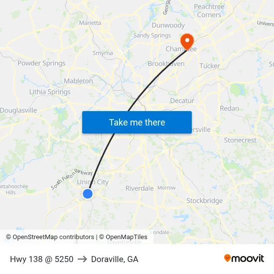 Hwy 138 @ 5250 to Doraville, GA map