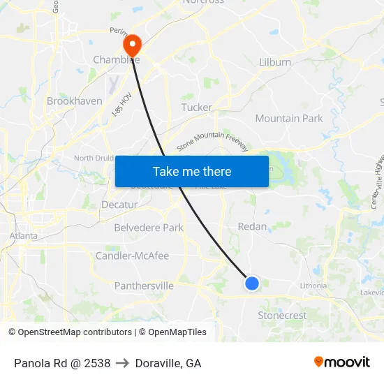 Panola Rd @ 2538 to Doraville, GA map