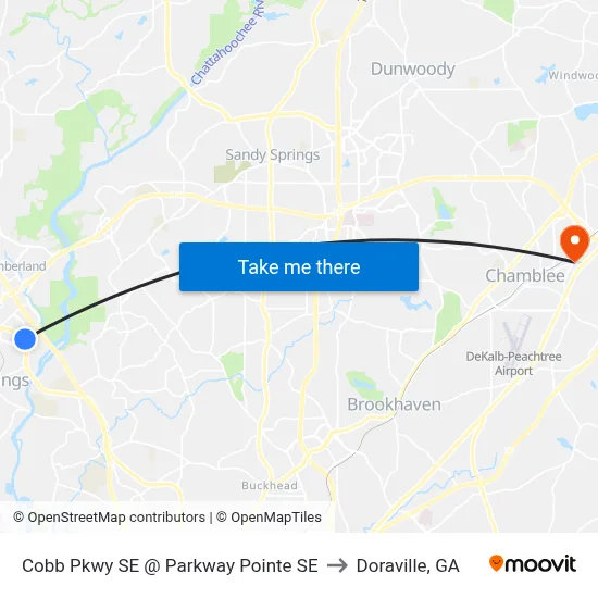 Cobb Pkwy SE @ Parkway Pointe SE to Doraville, GA map