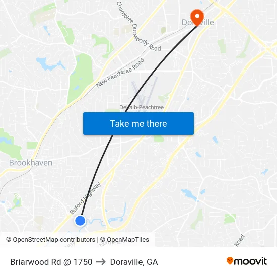 Briarwood Rd @ 1750 to Doraville, GA map