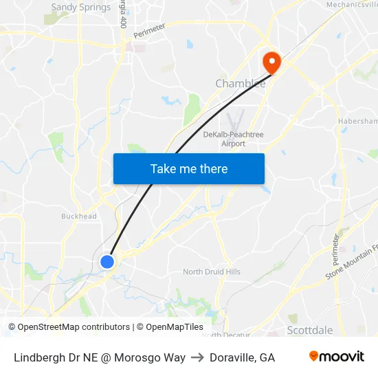 Lindbergh Dr NE @ Morosgo Way to Doraville, GA map