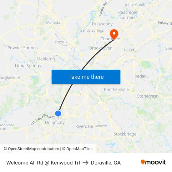 Welcome All Rd @ Kenwood Trl to Doraville, GA map