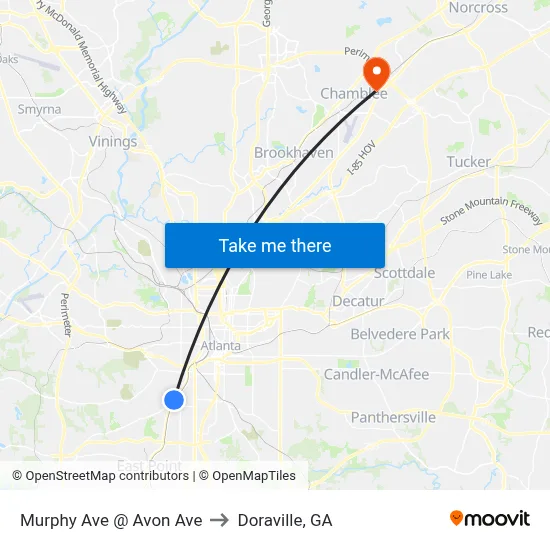 Murphy Ave @ Avon Ave to Doraville, GA map