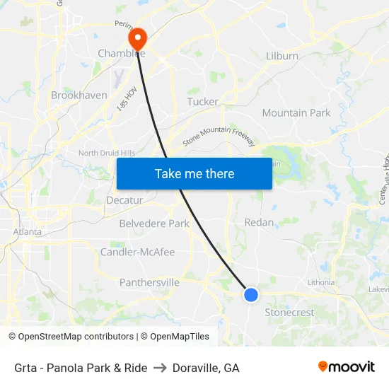 Grta - Panola Park & Ride to Doraville, GA map