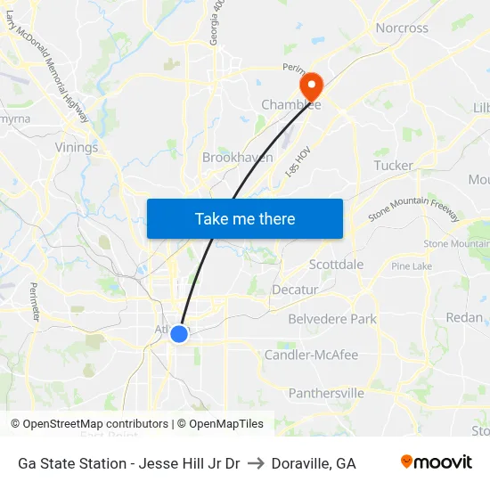 Ga State Station - Jesse Hill Jr Dr to Doraville, GA map