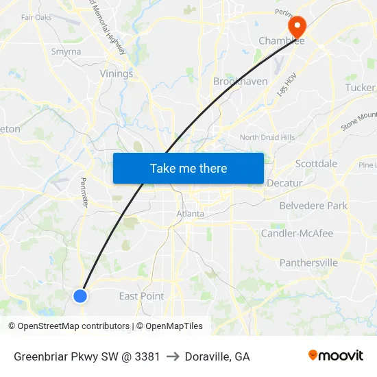Greenbriar Pkwy SW @ 3381 to Doraville, GA map