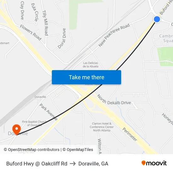 Buford Hwy @ Oakcliff Rd to Doraville, GA map