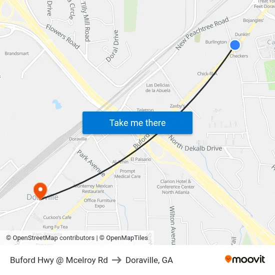 Buford Hwy @ Mcelroy Rd to Doraville, GA map