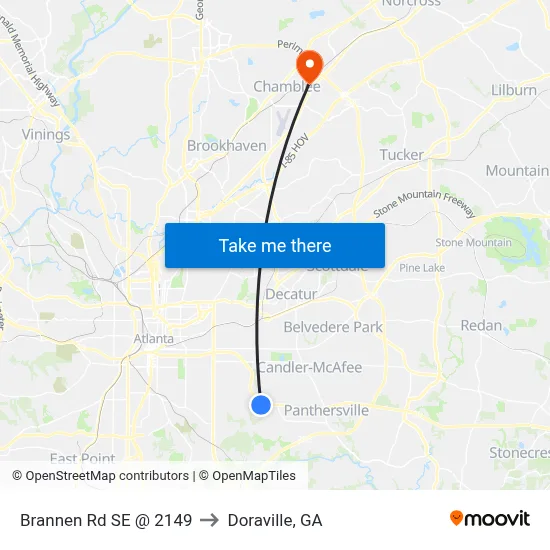 Brannen Rd SE @ 2149 to Doraville, GA map