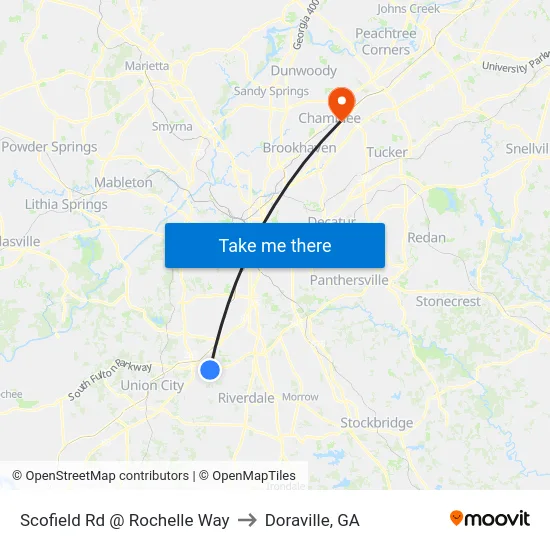 Scofield Rd @ Rochelle Way to Doraville, GA map