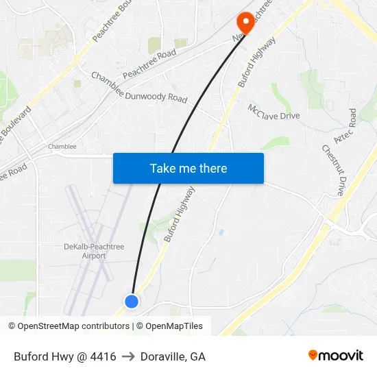 Buford Hwy @ 4416 to Doraville, GA map
