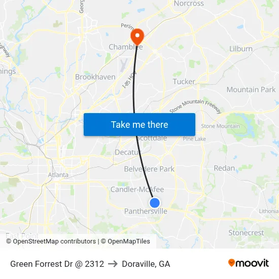 Green Forrest Dr @ 2312 to Doraville, GA map